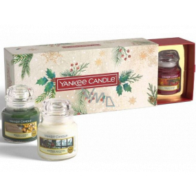 Yankee Candle Magical Christmas Morning Singing Carols - Carol Singing + Holiday Hearth - Holiday Fireplace + Surprise Snowfall - Snow Surprise Scented Candle Classic small glass 3 x 104 g, Christmas gift set