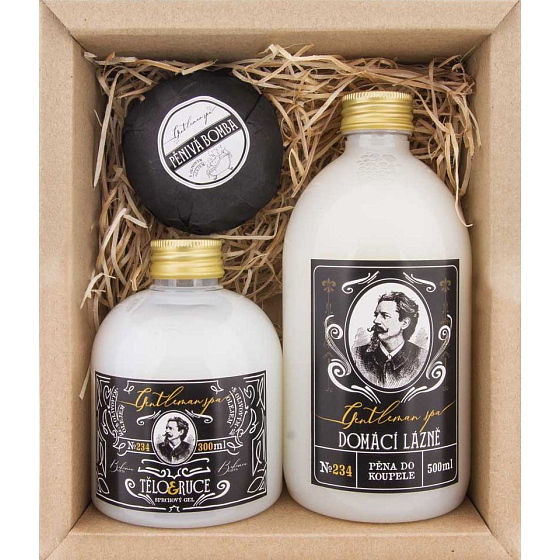 Bohemia Gifts Gentleman shower gel for men 300 ml + bath foam 500 ml + bath bomb 100 g, cosmetic set