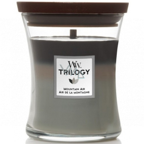 WoodWick Trilogy Mountain Air - Mountain air scented candle with wooden wick and glass lid medium 275 g