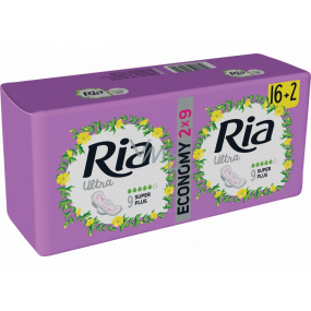 Ria Ultra Super Plus ultra thin sanitary napkins with wings 2 x 9 pieces