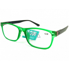 Berkeley Reading glasses +2.0 plastic green, black sides 1 piece MC2184