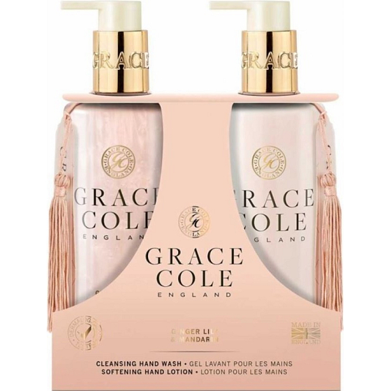 Grace Cole Ginger Lily & Mandarin - Ginger Lily and Mandarin liquid hand soap 300 ml + soft hand lotion 300 ml, cosmetic set for women