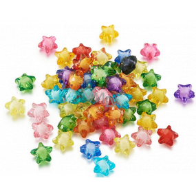 Decorative plastic beads with hole 4 mm coloured stars mix 14 g