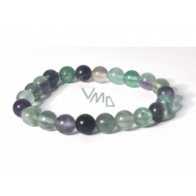 Fluorite green-clear bracelet elastic natural stone, ball 8 mm / 16-17 cm, genius stone