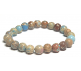 Jasper / Regalite Imperial sea sediment light blue bracelet elastic mixed mineral, ball 8 mm / 16 - 17 cm