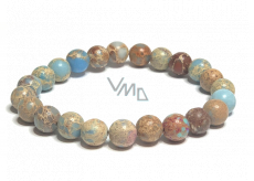 Jasper / Regalite Imperial sea sediment light blue bracelet elastic mixed mineral, ball 8 mm / 16 - 17 cm