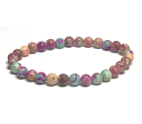 Jasper / Regalite Imperial sea sediment turquoise purple bracelet elastic mixed mineral, ball 6 mm / 16 - 17 cm