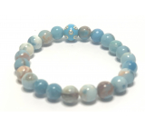 Larimar bracelet elastic natural stone, ball + blue eye 8 mm / 16 - 17 cm, stone of mythical Atlantis