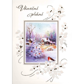 Albi Playful Christmas Envelope Card Landscape with a tree and a bird 14,8 x 21 cm