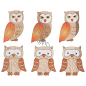 Owls wooden Orange and brown wings 4 cm 6 pieces
