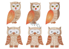 Owls wooden Orange and brown wings 4 cm 6 pieces