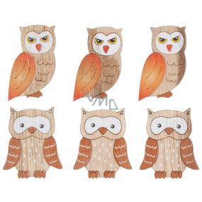 Owls wooden Orange and brown wings 4 cm 6 pieces