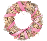 Flower wreath with pink decorations 25 cm