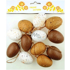 Speckled eggs - brown shades 6 cm, 12 pieces in a plastic bag