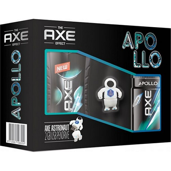 Ax Apollo deodorant spray 150 ml + shower gel 250 ml + USB Astronaut 2 GB, cosmetic set