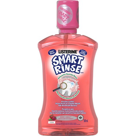 Listerine Smart Rinse Mild Berry Mouthwash for fresh breath for children from 6 years 500 ml