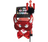 Devil's mask with horns, pitchfork, bow tie set