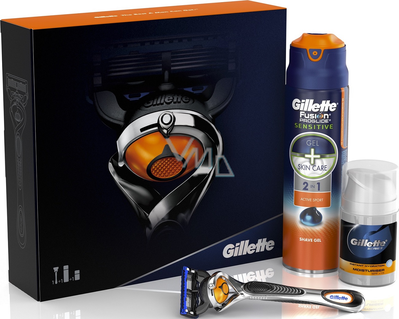 Gillette Fusion ProGlide Flexball Shaver + Fusion Proglide Sensitive Active Sport Shaving Gel