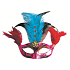 Purple ball mask with blue-black feathers 30 cm