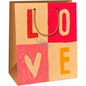 Ditipo Gift paper bag 18 x 10 x 22.7 cm pink beige Love