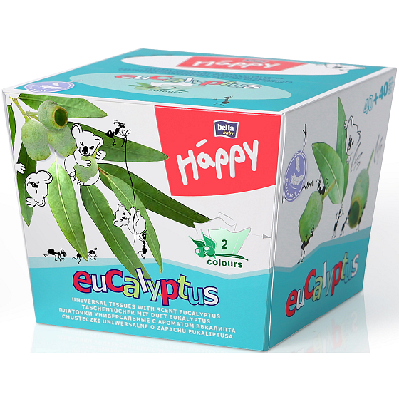 Bella Happy Baby Eucalyptus hygienic handkerchiefs 2 ply 80 pieces