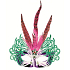 Purple ball mask with pink feathers 30 cm