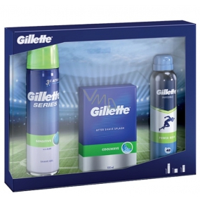 Gillette Cool Wave aftershave 100 ml + Series Sensitive shaving gel 200 ml + Power Rush antiperspirant deodorant spray 150 ml, cosmetic set for men