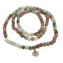 108 Mala Amazonite + Rhodonite + Lotus necklace meditation jewelry, natural stone, ball 6 mm