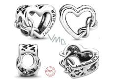 Charm Sterling silver 925 Heart and infinity Love You Mum, bead on bracelet family