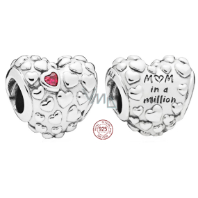Charm Sterling silver 925 One mother in a million hearts, bead on bracelet family