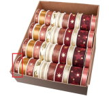 Ditipo Fabric Christmas ribbon with wire Red-copper with gold stars 4 m x 15 mm