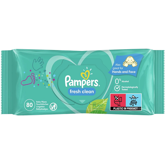 Pampers Fresh Clean Moisturised Cleansing Wipes for Children 80 pcs