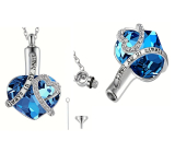 Commemorative urn pendant, Heart blue - Forever in your heart, Stainless steel 20 x 30 mm