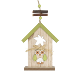 Green wooden hanging birdhouse 15 cm