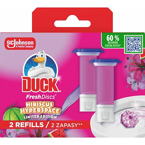 Duck Fresh Discs Hibiscus Hyperspace Toilet Block with Hibiscus and Watermelon Scent Replacement 2x36 ml