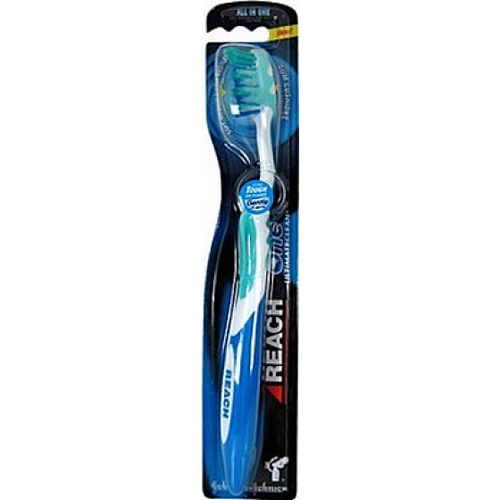Listerine Reach One Ultimate Clean combines soft, medium and hard bristles with a 1 piece toothbrush