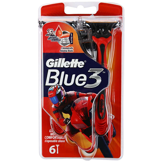 Gillette Blue 3 Special Edition razors red 3 blades for men 6 pieces