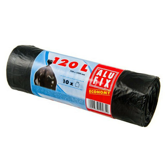 Alufix Economy Garbage bags black, 17µ, 120 liters, 70 x 100 cm, 10 pieces