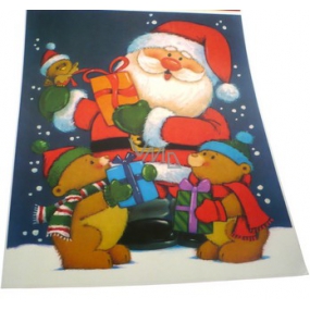 Window foil without glue colored Santa and bears 43 x 30 cm