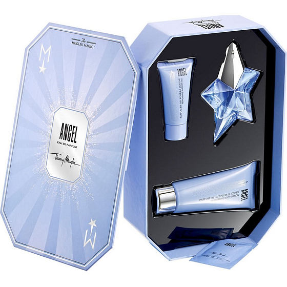 Thierry Mugler Angel perfumed water for women 25 ml + body lotion 100 ml + shower gel 30 ml + body cream 10 ml, gift set
