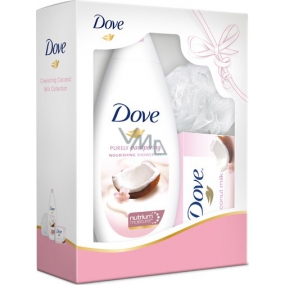 Dove Coconut milk and jasmine flowers shower gel 250 ml + toilet soap 100 g + washcloth, cosmetic set