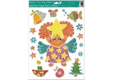 Room Decor Window film without glue merry pictures from lines angel with yellow star 42 x 30 cm