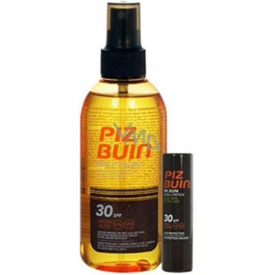 Piz Buin Wet Skin SPF30 transparent sun spray 150 ml + SPF30 lip balm 4.9 g, duopack