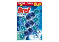 Bref Blue Aktiv Eucalyptus WC block for hygienic cleanliness and freshness of your toilet, color water to blue shade 3 x 50 g