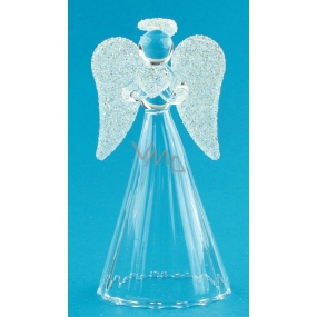 Glass angel with white wings standing 9 cm