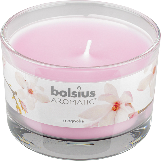 Bolsius Aromatic Magnolia - Magnolia scented candle in glass 90 x 65 mm 247 g burning time approx. 30 hours