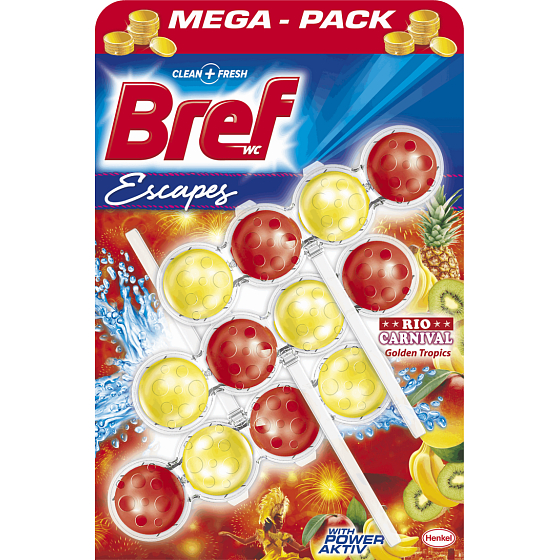 Bref Escapes Power Active 4 Formula Rio Carnival Golden Tropics WC block 3 x 50 g