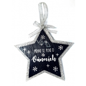 Nekupto Christmas wooden decoration star Greeting card is fulfilled at Christmas 14 x 14 cm