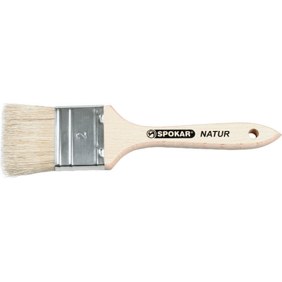 Spokar Flat brush Natur 9020, wooden unpainted handle, size 2