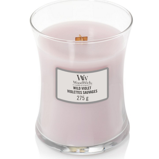 WoodWick Wild Violet - Wild violet scented candle with wooden wick and lid glass medium 275 g